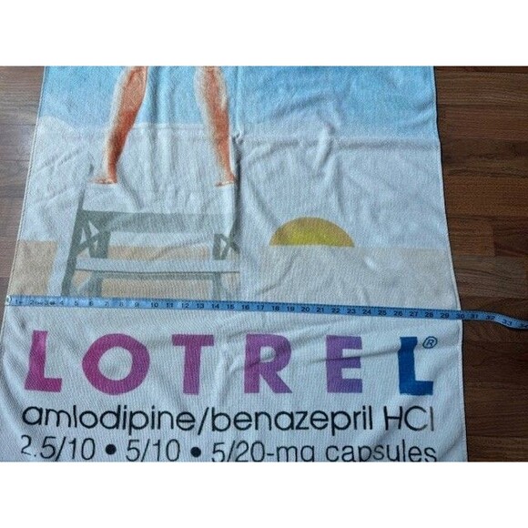 Vintage LOTREL Amlodipine Drug Rep Promo Ad Beach Towel Pharmaceutical‎ - Picture 9 of 10